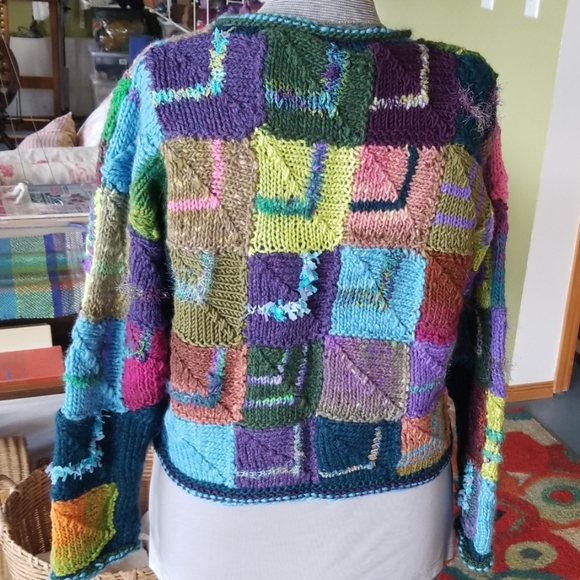 Handknit wool plus other fibers sweater - Picture 2 of 5